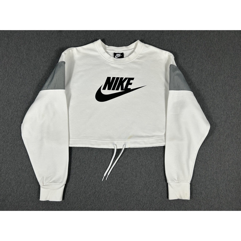 Nike Sportswear Womens Fleece Cropped Crewneck Sweatshirt with Drawstring M